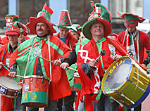 The Belarusian fans at the 2010 World Cup qualifying match