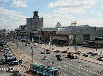 The railway terminal square in Minsk