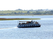 Pleasure boat on Drivyaty Lake