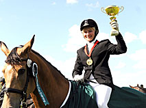 Участница Олимпийских игр (2008, 2012), чемпионка Беларуси по конному троеборью Елена Телепушкина