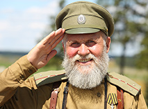 Reenactment of a WWI battle at the Stalin Line Historical and Cultural Complex