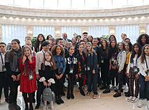 Alexander Lukashenko meets with participants of Junior Eurovision 2018 at Palace of Independence