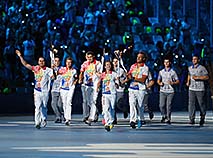 Олимпийские чемпионы-факелоносцы огня II Европейских игр